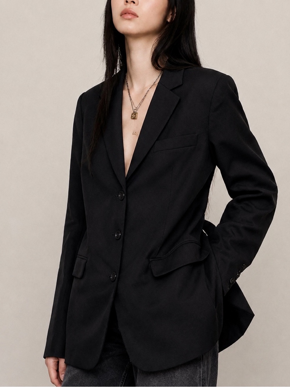 Banana Republic Black Boyfriend Drapey Twill Belted Blazer – Large – Like New